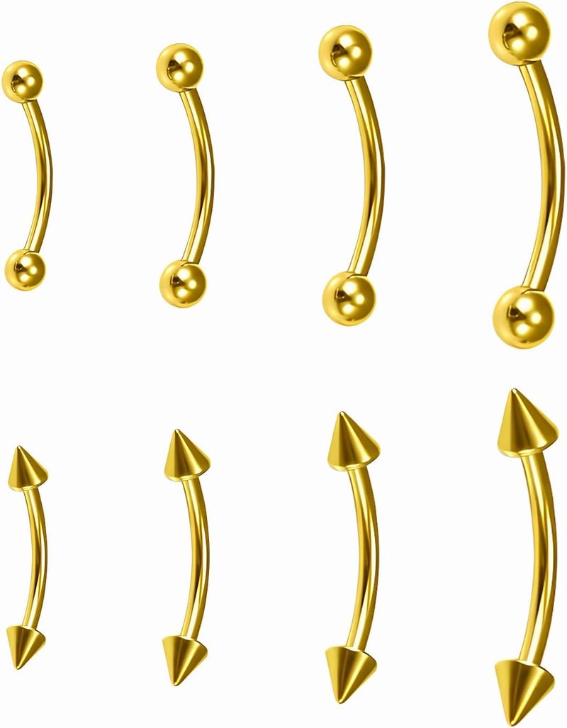 BLISI G23 Solid Titanium Eyebrow Piercing Jewelry, Gokd Black Rose Gold Silver Pink Rainbow Eyebrow Rings 16G Curved Barbell,Tiny Vertical Labret Lip Jewelry Rook Piercing Jewelry for Women and Men - Image 1